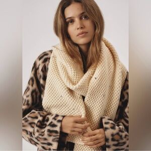 Maeve Waffle Knit Cream Scarf
